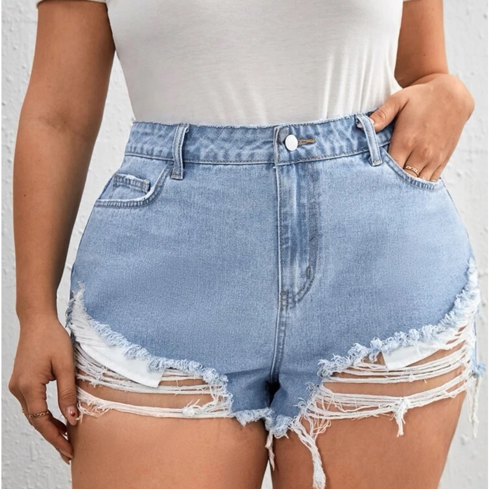 Distressed Denim Shorts